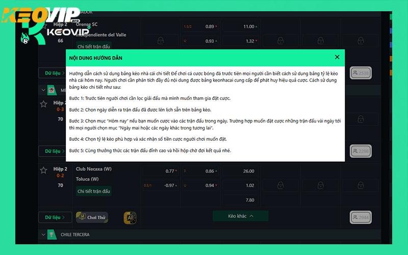 Hướng dẫn xem kèo KEOVIP dễ hiểu cho người mới